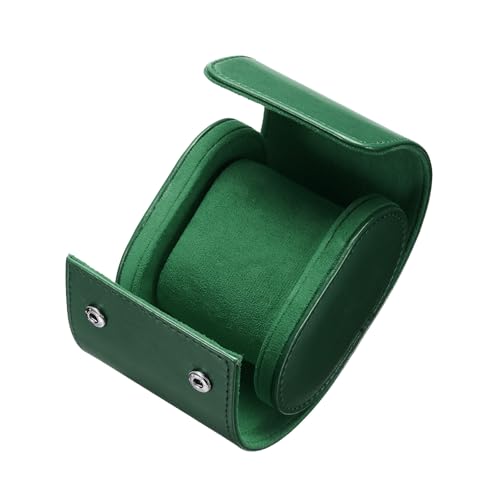 uxcell Leather Watch Travel Case Single Watch Roll Storage Box Organizer for Men Women Holding Storaging Displaying, 1 Slot, Green - color: Green, size: 10x7.5x7 cm