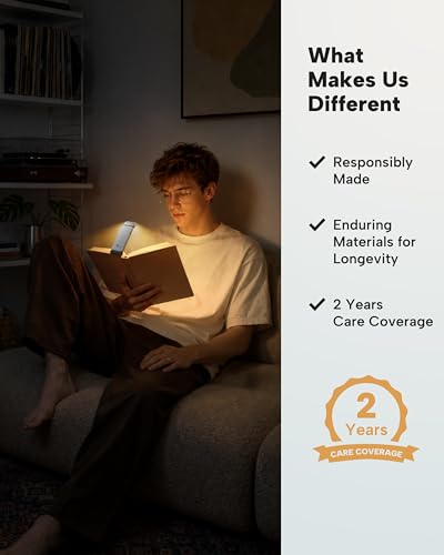 86lux Book Light, Rechargeable Clip-On LED Reading Light for Bed & Night Use - 3 Color Temperatures with Stepless Dimming, Ultralight Bookmark Design for Kids, Book Lovers, Silver - color: Silver