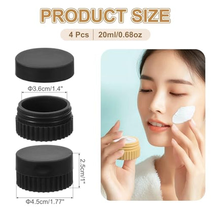 uxcell 4pcs Travel Containers for Toiletries, 0.68oz 20ml Small Silicone Cream Jars Leak-proof Travel Essentials with Lid for Cosmetic Body Skin Cream, Black - color: Black