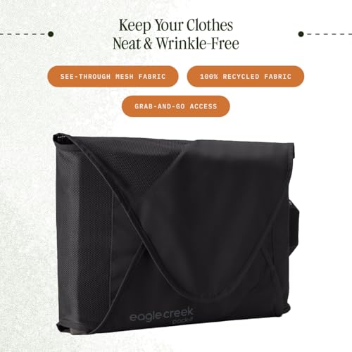 Eagle Creek Pack-It Reveal Garment Folder - Travel Garment Bag with Compression Wings to Maximize Luggage Space - Convenient Top Handle - Quick Drying Material - Black - Large - color: Black