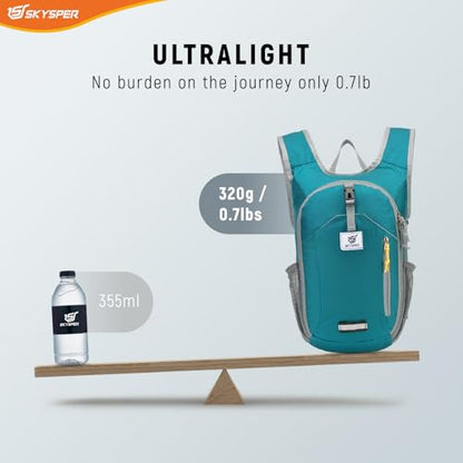 SKYSPER 10L Hiking Backpack Small Foldable Daypack Packable Lightweight Hiking Daypack Travel Day Pack for Women Men - color: Cyan