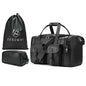 Zeroway PU Leather Travel Duffel Bag with Laundry Bag, Weekender Overnight bag Luggage Carry-On Bag with Shoe Pouch for Men or Women Black - color: Black-travel set