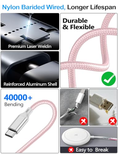 Travel Essentials,Multi Charging Cable for Apple Watch Charger/iPhone Charger/Samsung Charger,USB A & Type C Power Cable for iWatch Ultra/10-2/iPhone 17-11/Samsung S26,Serial Cables,Car[1.2M] - color: 2-Pink+Pink, size: 1.2M