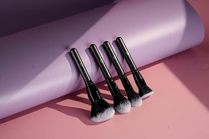 BS-MALL Soft Professional Makeup Brush Set - 4 Pcs Travel-friendly Brushes Including Foundation Brush for Liquid Makeup, Powder Brush & Blush Brush,Daily use (All Black) - color: All Black