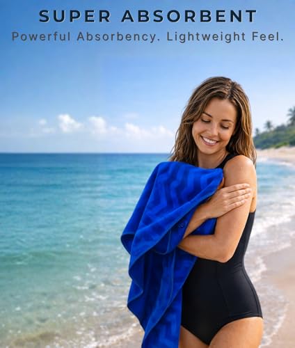 3-in-1 Wearable Beach Wrap & Lightweight Travel Towel – Sarong with Secure Button Closure, Quick-Dry Sand-Free Microfiber, Adjustable Fit (64”x33”, Fits S–4X), Compact Pool & Beach Essential, DarkBlue - color: Dark Blue Chevron