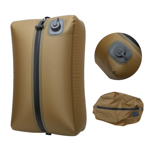 ITEFDTUTNE Travel Vacuum Bags with Built in Pump, 20L Rechargeable Folding Vacuum Storage Space Saver Bags Compression Packing for Clothes Comforters Luggage Travel (Khaki) - color: Khaki