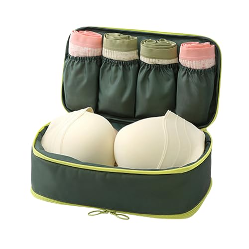 Portable Underwear Bra Storage Bag Waterproof Travel Organizers Multi-Layer Toiletry Packing Cube - color: Green