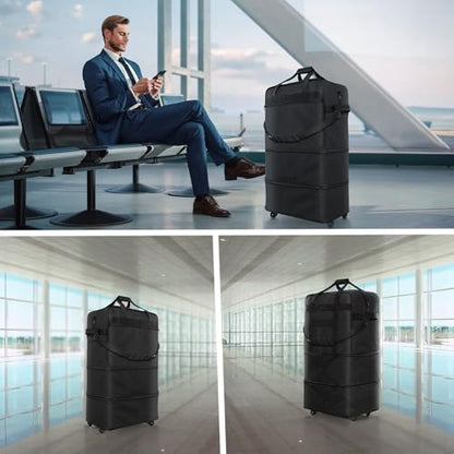 Suitcases with Wheels, Expandable Foldable Luggage Bag, Collapsible Rolling Travel Bag for Men Women, Lightweight Duffel Bag with Spinner Wheel (X Large)