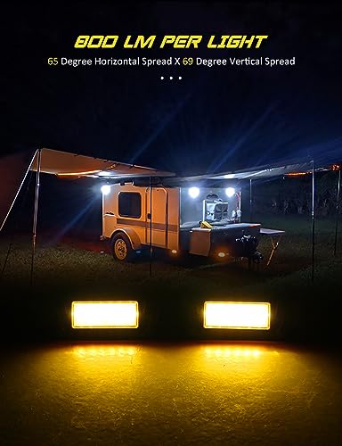 Chelhead 800lm Led RV Porch Light Exterior Utility Light 12V Amber Replacement Lighting Led Scene Lights Compatible with RVs, Traliers, Campers, Roof Rack, Trucks - color: Yellow Light-Black Housing