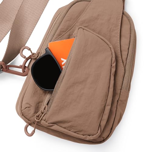 ODODOS Sling Bag with Adjustable Straps Crossbody Chest Bag Lightweight Backpack for Casual Traveling Hiking - color: Brown