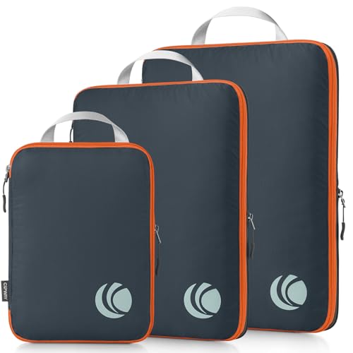 Cipway Compression Packing Cubes, Ultralight Luggage Organizer Bags, Travel Essentials for Carry on Suitcase (3 Piece,Gray) - color: Grey, size: 3PCS