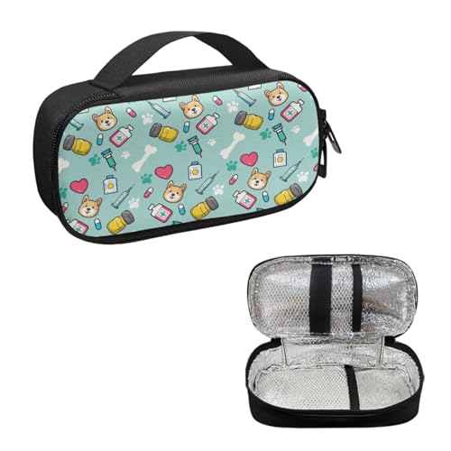 Insulin Cooler Travel Case with Top Handle for Adluts Easy to Carrying, Cute Puppy Diabetic Care Organizer Portable Diabetic Supplies Bag for Medication Supplies - color: Cute Puppy