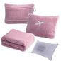 3 in 1 Travel Blanket Pillow Set - 350 GSM Thick Travel Blanket Airplane Compact with Bag, Soft Bag with a Pocket, Inflatable Travel Pillow for Camping & Car Trip (Blush Pink) - color: Blush Pink