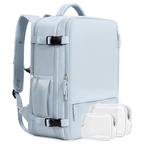 Beraliy 29L Travel Backpack Women, Airline Approved Backpack, Carry On luggage, 17.3 inch Laptop Backpack, Waterproof Business Hiking Weekend Bag, Light-blue - color: Light-blue, size: X-Large