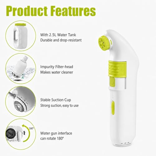 Portable Bidet for Travel – Electric High Pressure Rechargeable Bidet for Women & Men, 2.5L Bottle, 1600mAh Battery, 1300ML/min Strong Flow, Waterproof Personal Hygiene Sprayer for Travel & Home