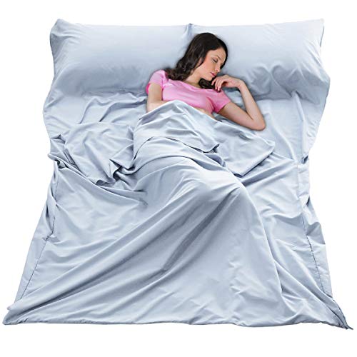 Sleeping Bag Liner Ultralight Travel Sheet Dirt-Proof Camping Sheets Compact Hotel Sleeping-Sack for Outdoor Backpacking Hiking - color: Light Blue, size: 83x63"