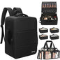 Relavel Makeup Backpack with Clear Makeup Bags, Extra Large Travel Train Case Makeup Artist Kit Set Bag with 4 Clear Bags, Storage Organizer Box with Dividers Cosmetic Hair Tools Barber Supplies - color: Black with clear makeup bags