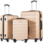 Coolife Luggage 3 Piece Set, Lightweight Durable Hardshell Suitcase set with 360° Spinner Wheels, TSA-approved Lock, Checked Family Travel Luggage sets, 20/24/28 Inch, Champagne New - color: Champagne New, size: 20in24in28in