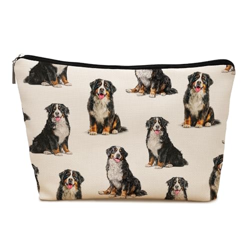 Bernese Mountain Dog Makeup Bag, Bernese Mountain Lovers Gifts Cosmetic Bag for Women, Dog Mom Lovers Owner Gifts for Women Christmas, Pet Lover Gift Zipper Travel Makeup Pouch for Purse - color: bernese mountain
