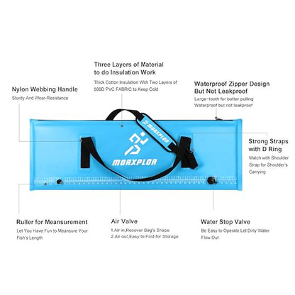MORXPLOR Insulated Fish Cooler Bag for Fishing 41x17 47x17In 50x20In 60x24 72x30 80X40 Inches,Large Insulated Fish Kill Bag,Fishing Catch Bag Cooler with Water-resistant Zipper - color: 47 inches blue