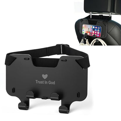 Adjustable Car Seat Headrest Hooks, Universal Fit for All Headrest Styles, Purse Hook with Phone Holder, Car Purse Hooks for Bags, Multifunctional Car Organizers and Storage