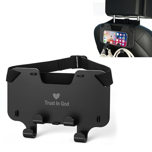 Adjustable Car Seat Headrest Hooks, Universal Fit for All Headrest Styles, Purse Hook with Phone Holder, Car Purse Hooks for Bags, Multifunctional Car Organizers and Storage