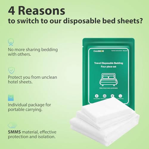 2 Pack Disposable Bed Sheet, Disposable Sheet for Travel Bedding Cover Portable Sheet with Quilt Cover, Bed Sheet and Pillowcase for Travel Business Trip Spa Hotel - color: 2 Pack