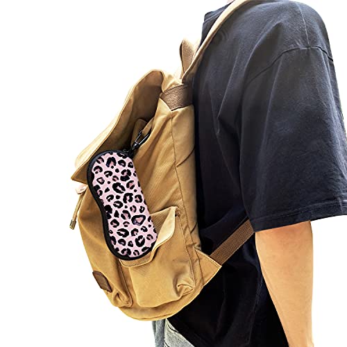 Sunglasses Soft Case with Carabiner Ultra Light Neoprene Zipper Glasses Case - color: Leopard