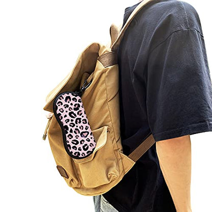 Sunglasses Soft Case with Carabiner Ultra Light Neoprene Zipper Glasses Case - color: Leopard