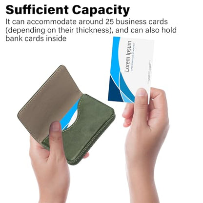 Business Credit Card Holders, Magnetic Sealing Anti Drop, PU Leather Debit Card Protector Organizer Case (Blackish Green) - color: Blackish Green
