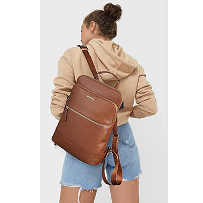 BOSTANTEN Leather Laptop Backpack for Women 15.6 inch Computer Bag Travel Work Daypack - color: 4-brown