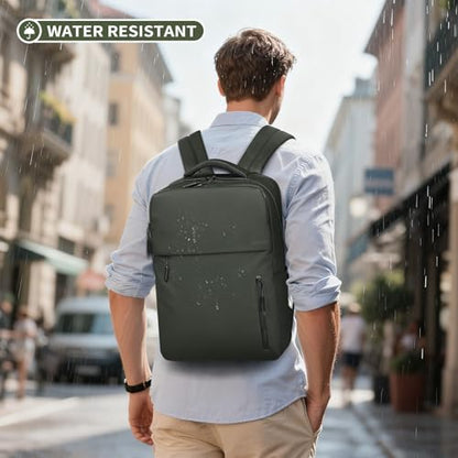Lightweight Commute Backpack for Men & Women, Water-Resistant Travel Daypack with 15.6-Inch Laptop Compartment & Anti-Theft Pockets, Forest Green - color: Forest Green