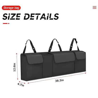 Osilly Car Trunk Organizer with Lid, Backseat Hanging Storage Bag with 4 Pockets & 3 Adjustable Straps, Waterproof PVC Collapsible Cargo Bag, Car Interior Accessories for Auto SUV MPV