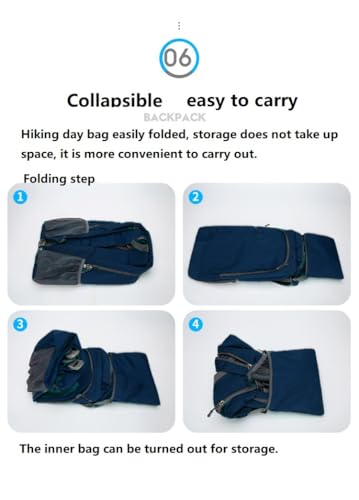 Ultra Lightweight-Packable-Hiking-Backpack Foldable Travel Camping Daypack Casual Outdoor Water-resistant 25L Backpacks (Dark Blue) - color: Dark Blue