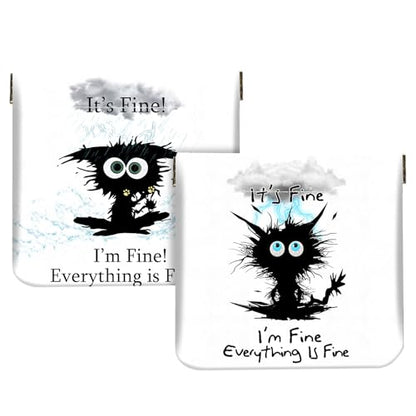 2Pcs PU Leather Small Squeeze Coin Purse Pouch Mini coin Bag Unique And Cute Wallet Cosmetic Bags Change Bag For Women Girls Men Cat struck by lightning - color: Cat struck by lightning