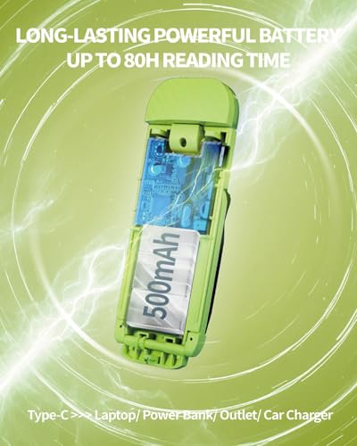 HEMONNKAM Book Reading Light, Rechargeable Clip on Booklight, Eye Caring 3 Color Temperatures & 5 Brightness Levels, Night Use for Bed, Long Lasting, Reading at Night in Bed, Apple Green - color: Apple Green