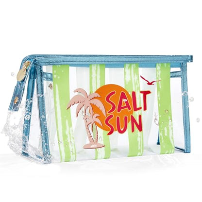 COSHAYSOO Sunscreen Bag Clear Makeup Toiletry Pouch Beach Vacation Essentials for Women Teen Girls Trip Gifts Summer Pool Travel Must Have Accessories Waterproof Stuff - color: Multi-Salt Sun