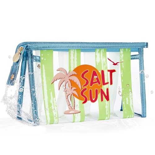 COSHAYSOO Sunscreen Bag Clear Makeup Toiletry Pouch Beach Vacation Essentials for Women Teen Girls Trip Gifts Summer Pool Travel Must Have Accessories Waterproof Stuff - color: Multi-Salt Sun