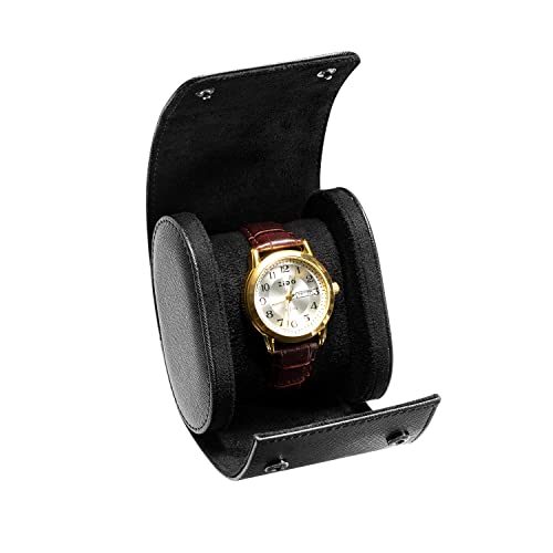 ROSELLE Watch Case for Men and Women with Suede Lining - Watch Roll Travel Case - Storage Organizer and Display(Black Cross-1 Slot) - color: Black-1