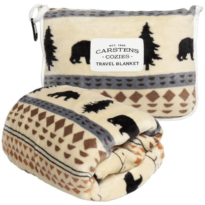Carstens, Inc. Travel Blanket, Premium Compact 2-in-1 Airplane Blanket/Pillow, Scandinavian Bear - color: Scandinavian Bear
