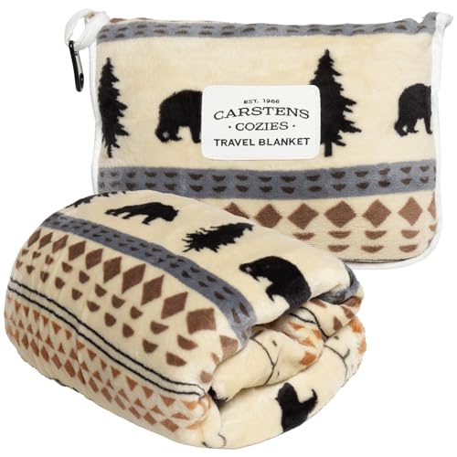 Carstens, Inc. Travel Blanket, Premium Compact 2-in-1 Airplane Blanket/Pillow, Scandinavian Bear - color: Scandinavian Bear