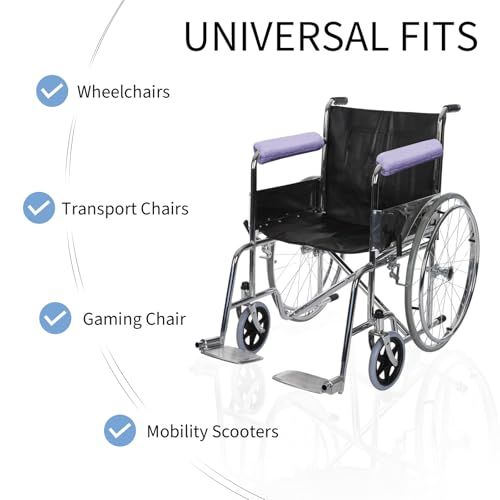 SPRING SEAON Wheelchair Armrest Covers 2 Pack Soft Memory Foam Wheelchair armrest Pads Wicking Washable for Office Transport Chair (Deep Purple) - color: Deep Purple