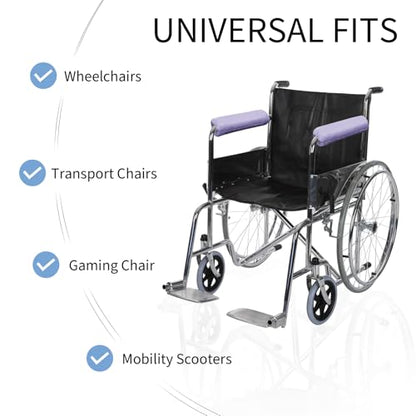 SPRING SEAON Wheelchair Armrest Covers 2 Pack Soft Memory Foam Wheelchair armrest Pads Wicking Washable for Office Transport Chair (Deep Purple) - color: Deep Purple