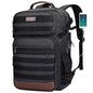 WITZMAN Canvas Travel Backpack for Men Multiple Pockets Fit 16 inch Laptop Backpack Carry-on Airline Approved(A8025 Black) - color: Black