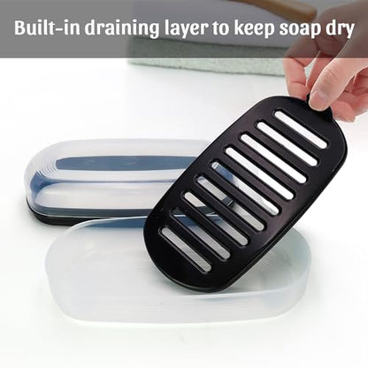 OZNER Clear Travel Soap Case Compatible with Kitsch - Leak-Proof Multi-Use Soap Holder with Draining Layer for Shampoo Bars, Gym, Travel & Camping（Transparent White,1 Pack） - color: Transparent