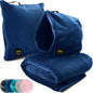 Travel Blanket Airplane Compact with Hoodie – 2in1 Airplane Travel Accessories from Plane Blanket to Travel Pillow with Luggage Strap, Soft Handle & Secure Pocket (Navy Blue, 62x41'') - color: Navy Blue, size: 62x41''