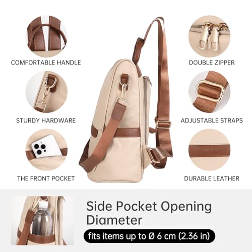 CHERUTY Women Backpack Purse PU Leather Anti-theft Casual Shoulder Bag Fashion Ladies Satchel Bags - color: 1-9 Beige Brown, size: Medium