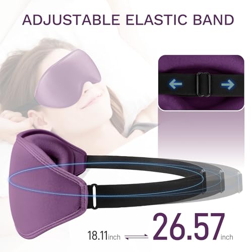 FlyCoco 99% Fully Block Out Light Eye Sleep Mask, 3D Deep Contoured Eyes Cover Zero Pressure, Long Lash Extension Eyes Mask with Adjustable Straps for Sleeping Travel Home Nap Rest Women Men (Purple) - color: Purple