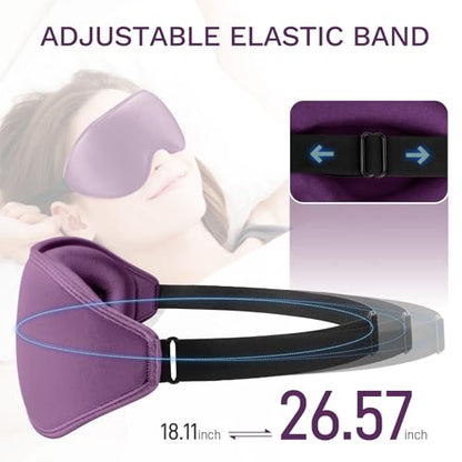 FlyCoco 99% Fully Block Out Light Eye Sleep Mask, 3D Deep Contoured Eyes Cover Zero Pressure, Long Lash Extension Eyes Mask with Adjustable Straps for Sleeping Travel Home Nap Rest Women Men (Purple) - color: Purple