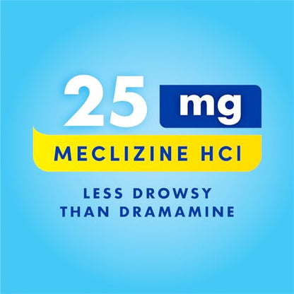 Bonine 48 ct. Non Drowsy Motion Sickness Relief, Sea Sickness, Car Sickness, Nausea, & Vomiting - Meclizine HCI 25mg, Travel-Sized - Raspberry Chewable Tablets - size: 48 Count